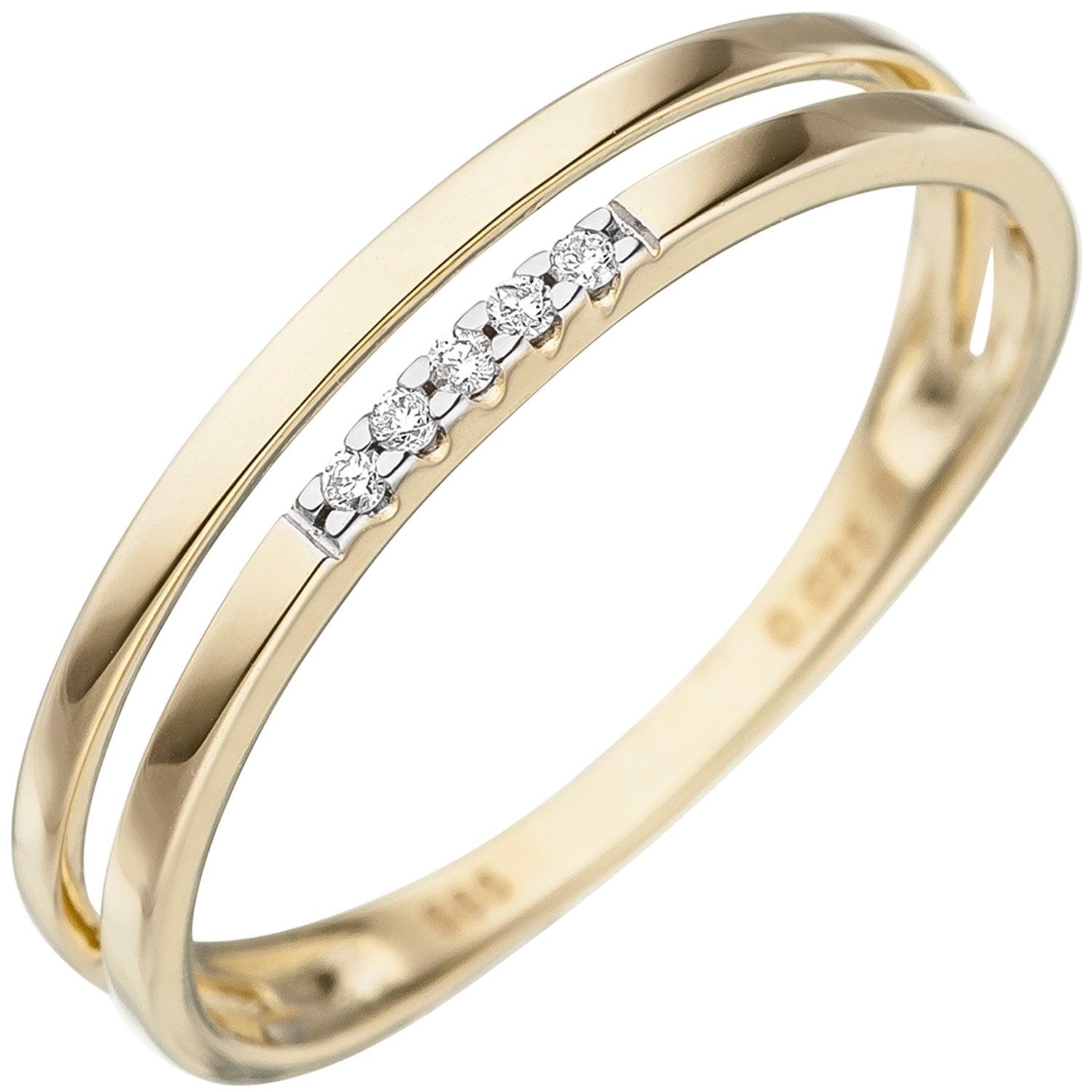 Damen Ring 585 Goldring 5 Gelbgold Brillanten Diamantring Gold Diamanten