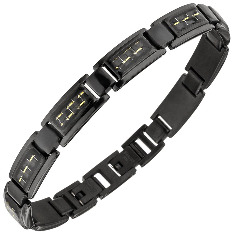 Armband Edelstahl schwarz beschichtet mit goldfarbenen Effekten 22 cm | Edelstahlarmbänder