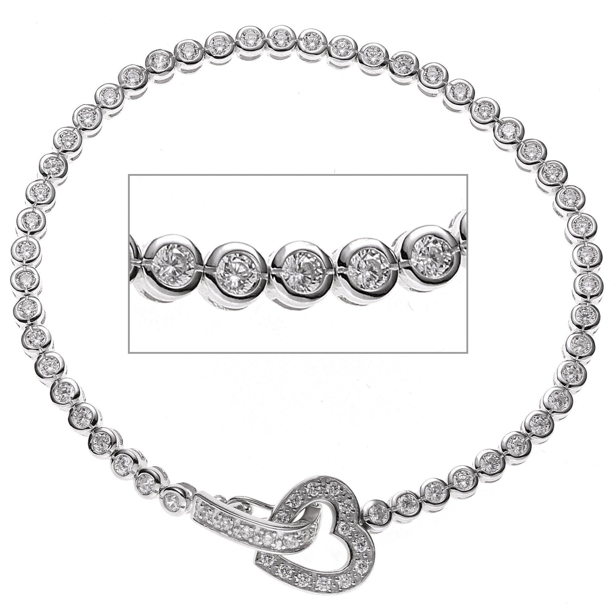 Armband Herz 925 Sterling Silber mit Zirkonia 19 cm | Silberarmbänder