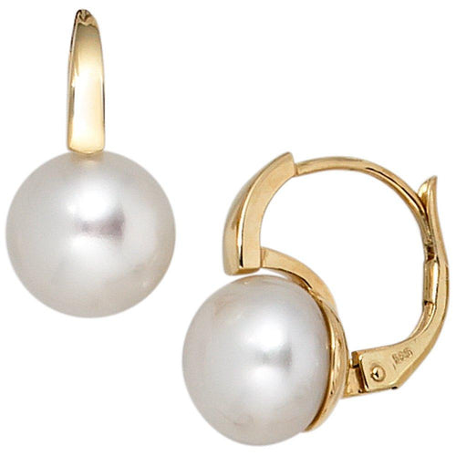 Boutons 585 Gold Gelbgold 2 Süßwasser Perlen Ohrringe Ohrhänger Perlenohrringe - juwelenherz.com