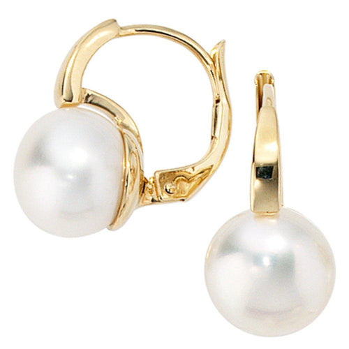 Boutons 585 Gold Gelbgold 2 Süßwasser Perlen Ohrringe Ohrhänger Perlenohrringe - juwelenherz.com
