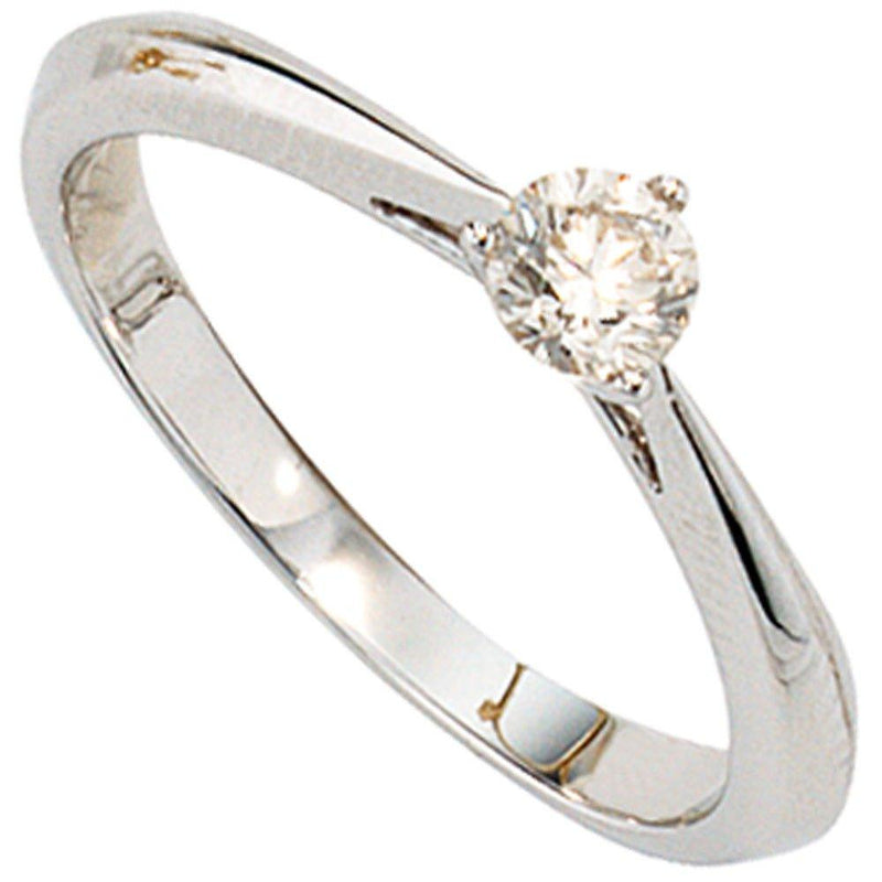 Damen Ring 585 Gold Weißgold Diamant Brillant 1 Diamantring 0,25ct