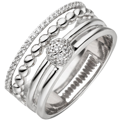Damen Ring breit 925 Sterling Silber 41 Zirkonia Silberring - juwelenherz.com