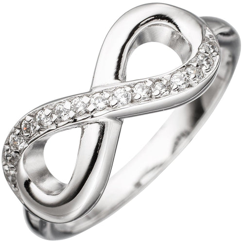Damen Ring Unendlichkeit 925 Sterling Silber rhodiniert mit Zirkonia Silberring - juwelenherz.com