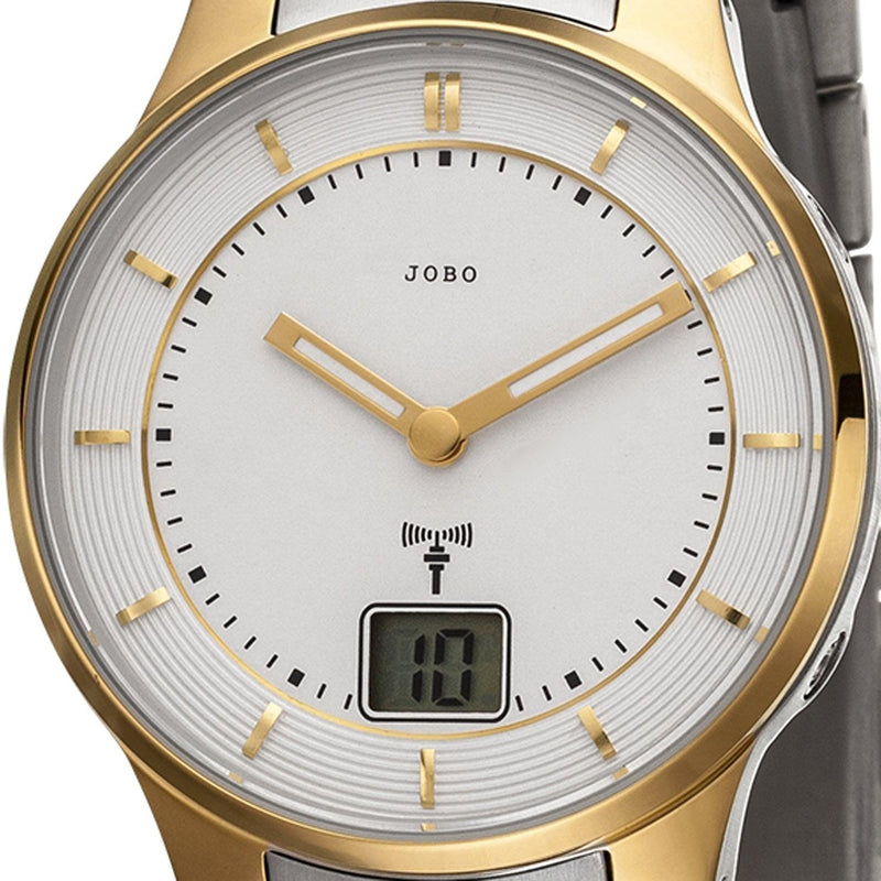 JOBO Damen Armbanduhr mit Funk vergoldet Datum--JOBO bicolor Edelstahl